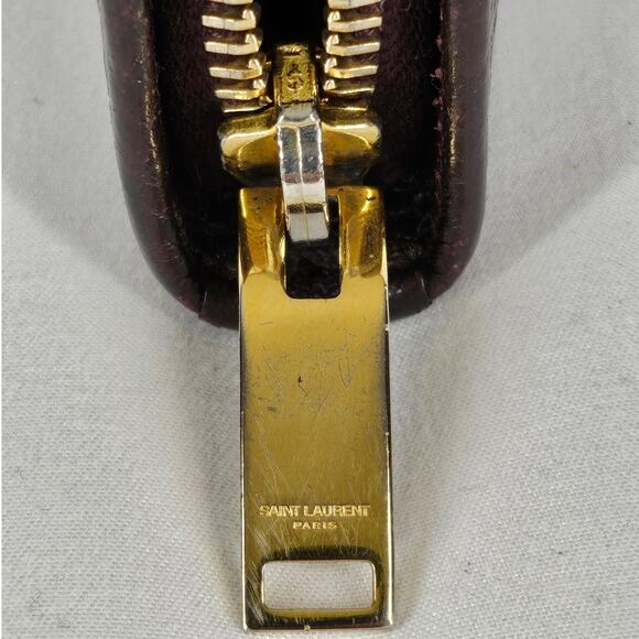 SAINT LAURENT PARIS Dark Brown Leather Continental Wallet - Gold-Tone Hardware - Picture 5 of 13